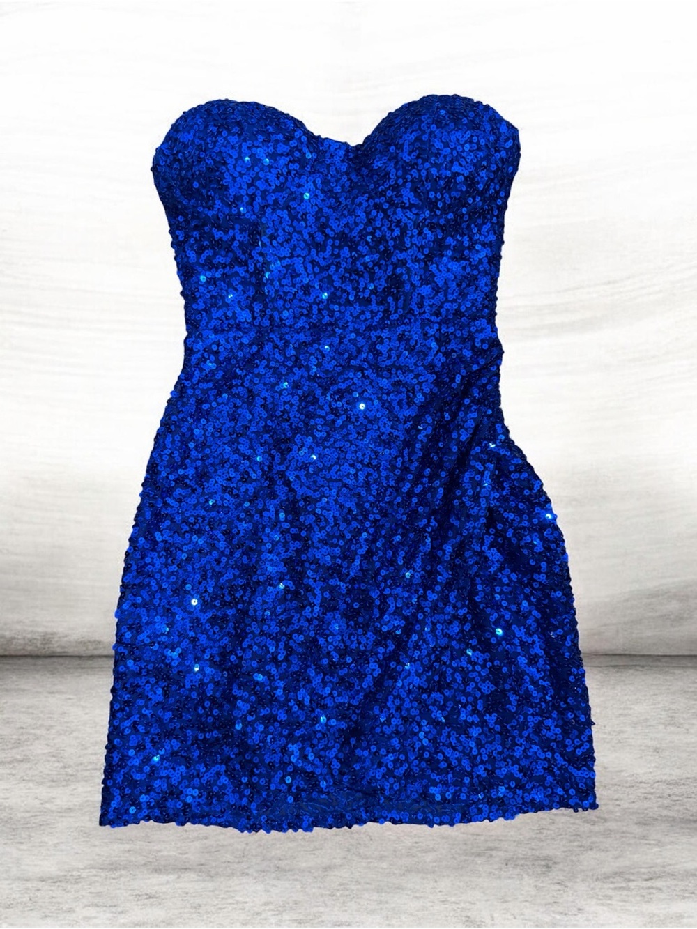 B Darlin Royal Blue Strapless Sequin Mini Dress